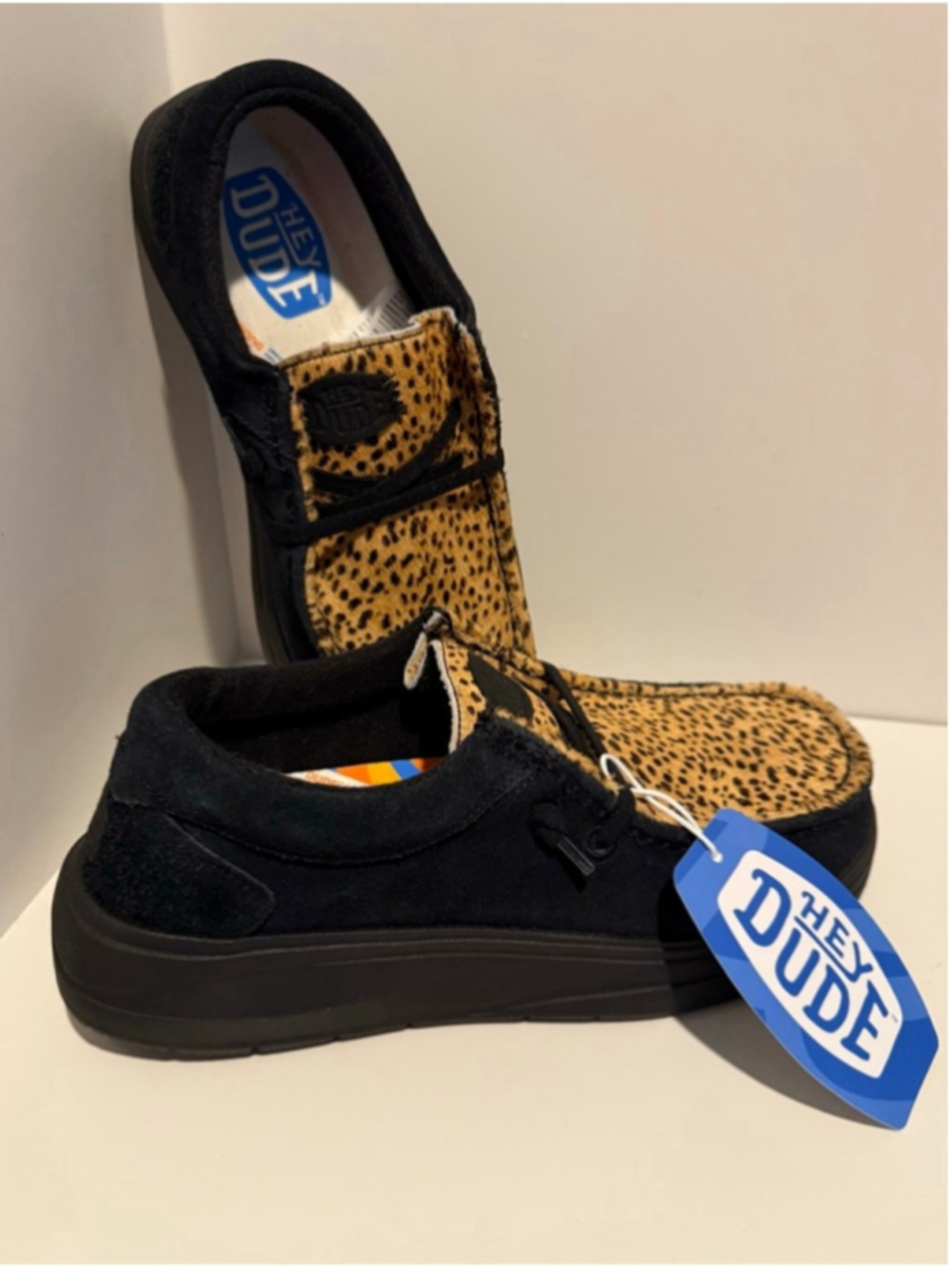 NEW Hey Dude Wendy Comfy Luxe Leopard Calf Hair Slip-On Shoes W7 EU 38 NWT - Picture 4 of 11